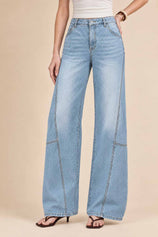 Womens Light Blue Baggy Wide Leg Jeans | CicyBell