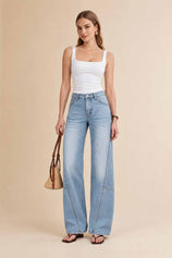 Womens Light Blue Baggy Wide Leg Jeans | CicyBell