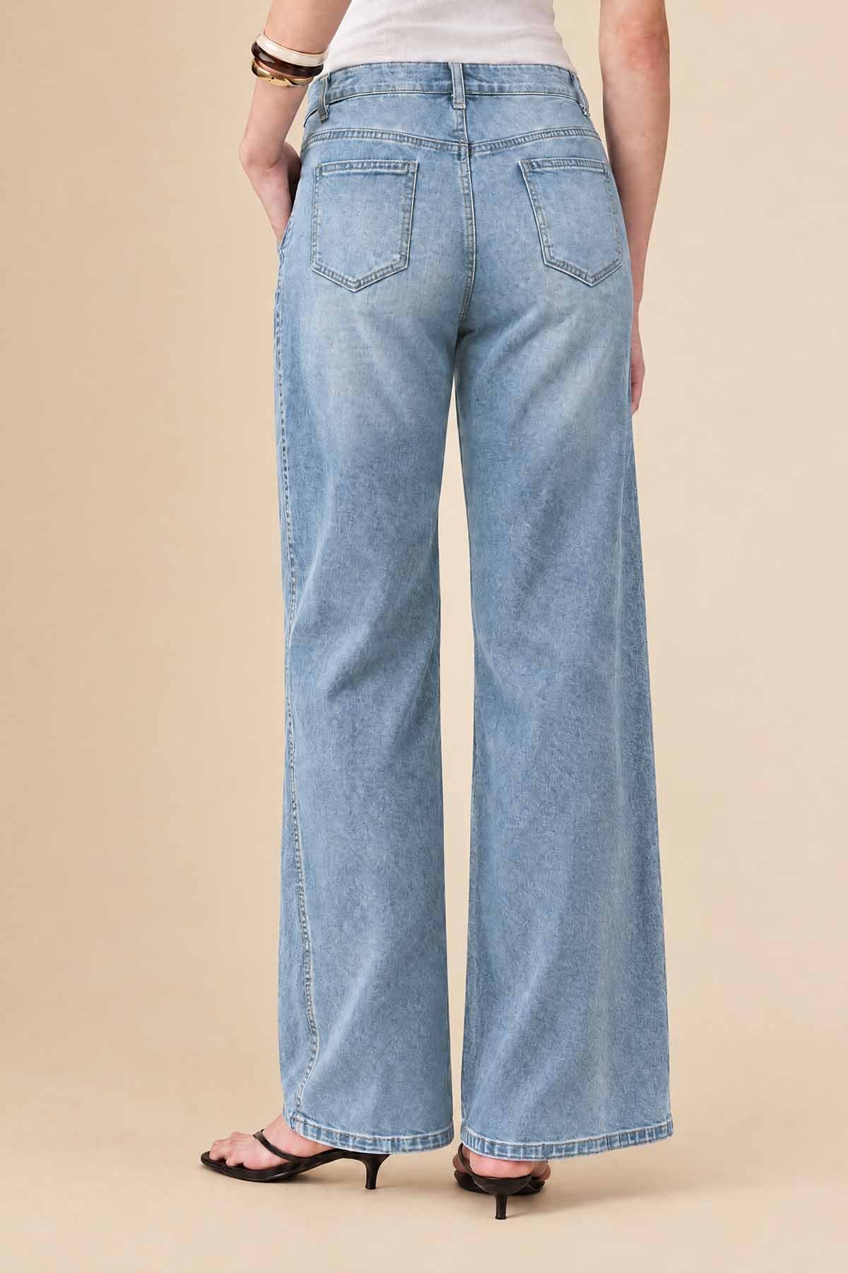 Womens Light Blue Baggy Wide Leg Jeans | CicyBell