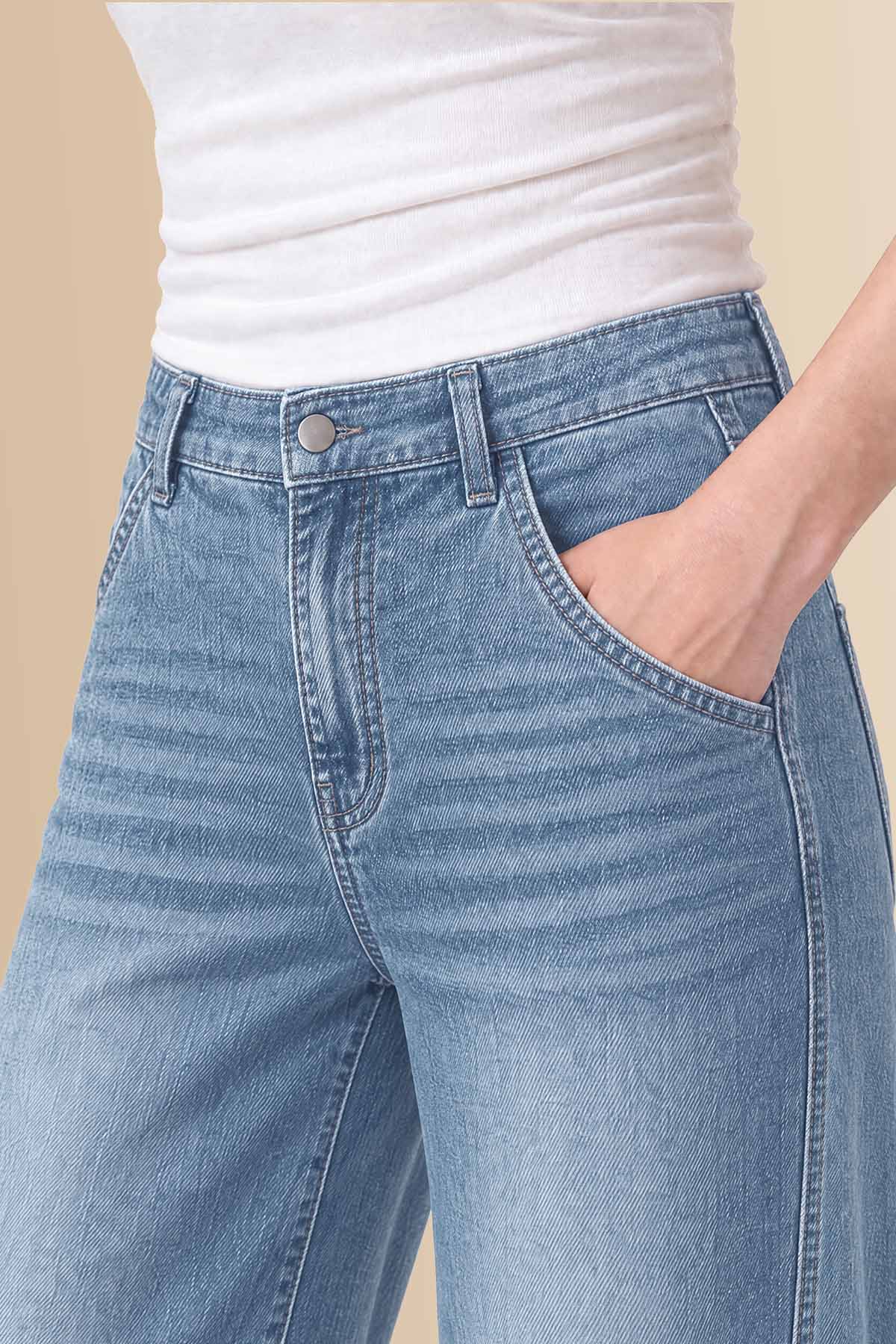 Womens Light Blue Baggy Wide Leg Jeans | CicyBell