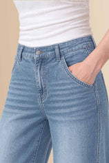 Womens Light Blue Baggy Wide Leg Jeans | CicyBell