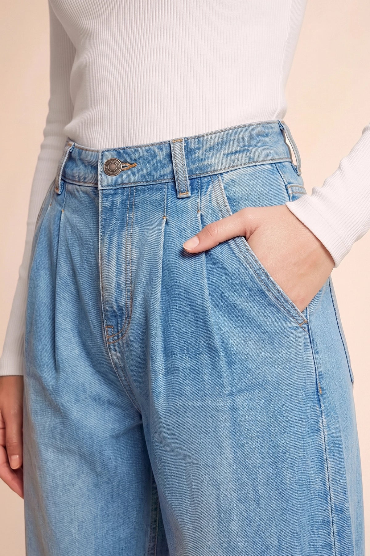 Womens Light Blue Blue Baggy Wide Leg Jeans| CicyBell
