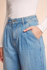 Womens Light Blue Blue Baggy Wide Leg Jeans| CicyBell