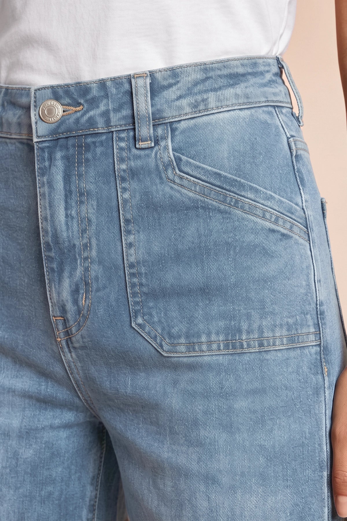 Womens Light Blue High Waisted Wide Leg Jeans | CicyBell