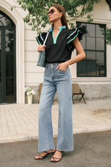 Womens Light Blue High Waisted Straight Jeans | CicyBell