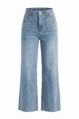 Womens Light Blue High Waisted Wide Leg Jeans | CicyBell