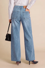 Womens Light Blue High Waisted Wide Leg Jeans | CicyBell