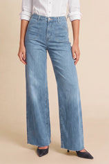 Womens Light Blue High Waisted Wide Leg Jeans | CicyBell