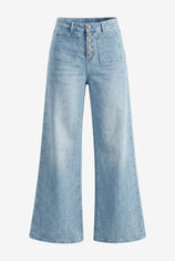 Womens Light Blue Wide Leg High Waisted Jeans | CicyBell