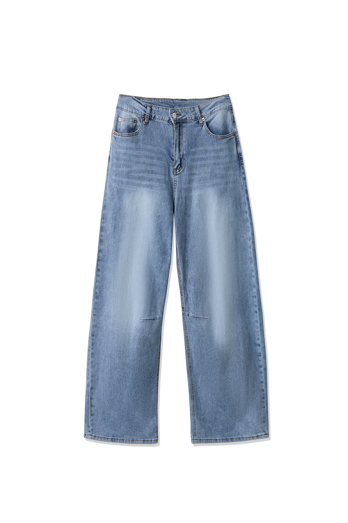Women Light Blue Casual Barrel Cropped Jeans | CicyBell