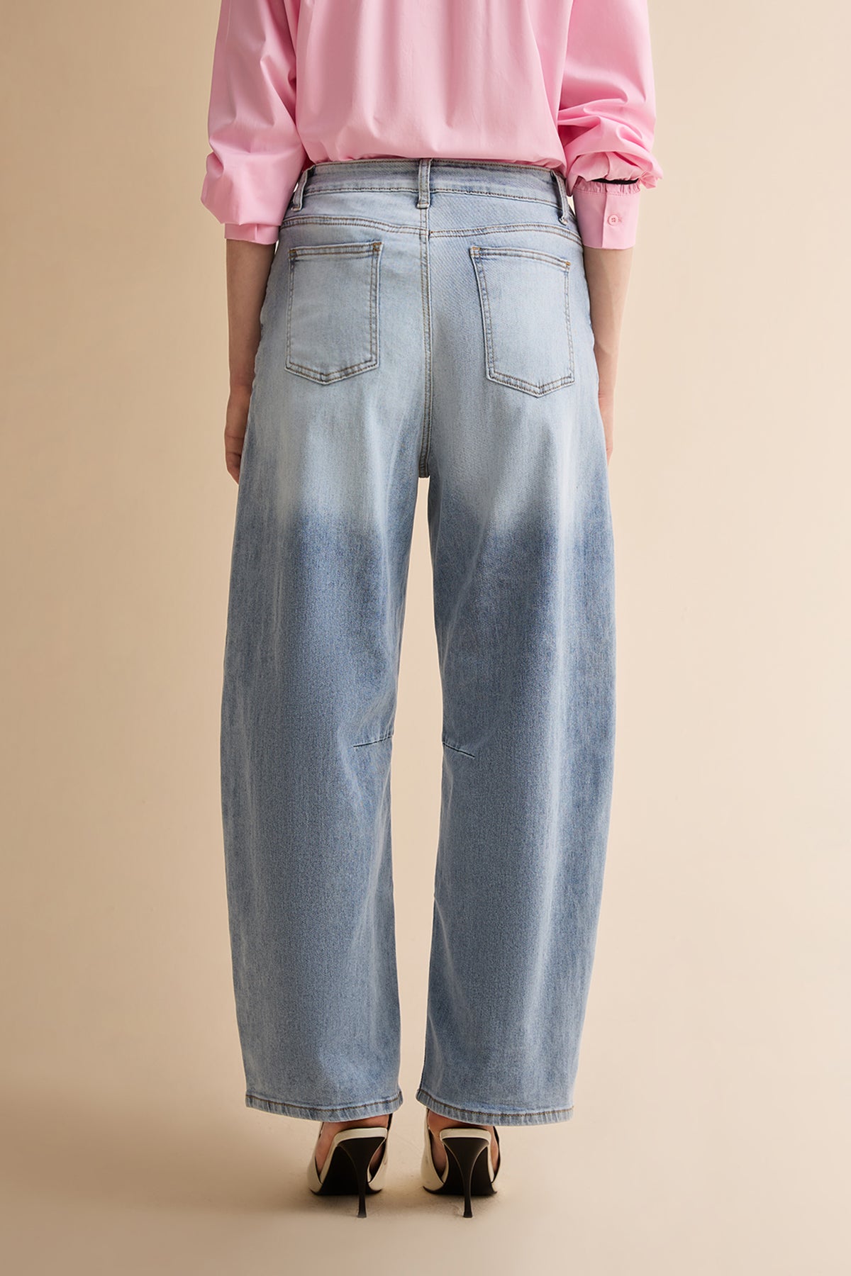 Women Light Blue Casual Barrel Cropped Jeans | CicyBell