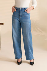 Womens Light Blue High-Waisted Vintage Barrel Jeans | CicyBell