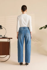 Womens Light Blue High-Waisted Vintage Barrel Jeans | CicyBell