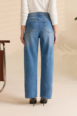 Womens Light Blue High-Waisted Vintage Barrel Jeans | CicyBell