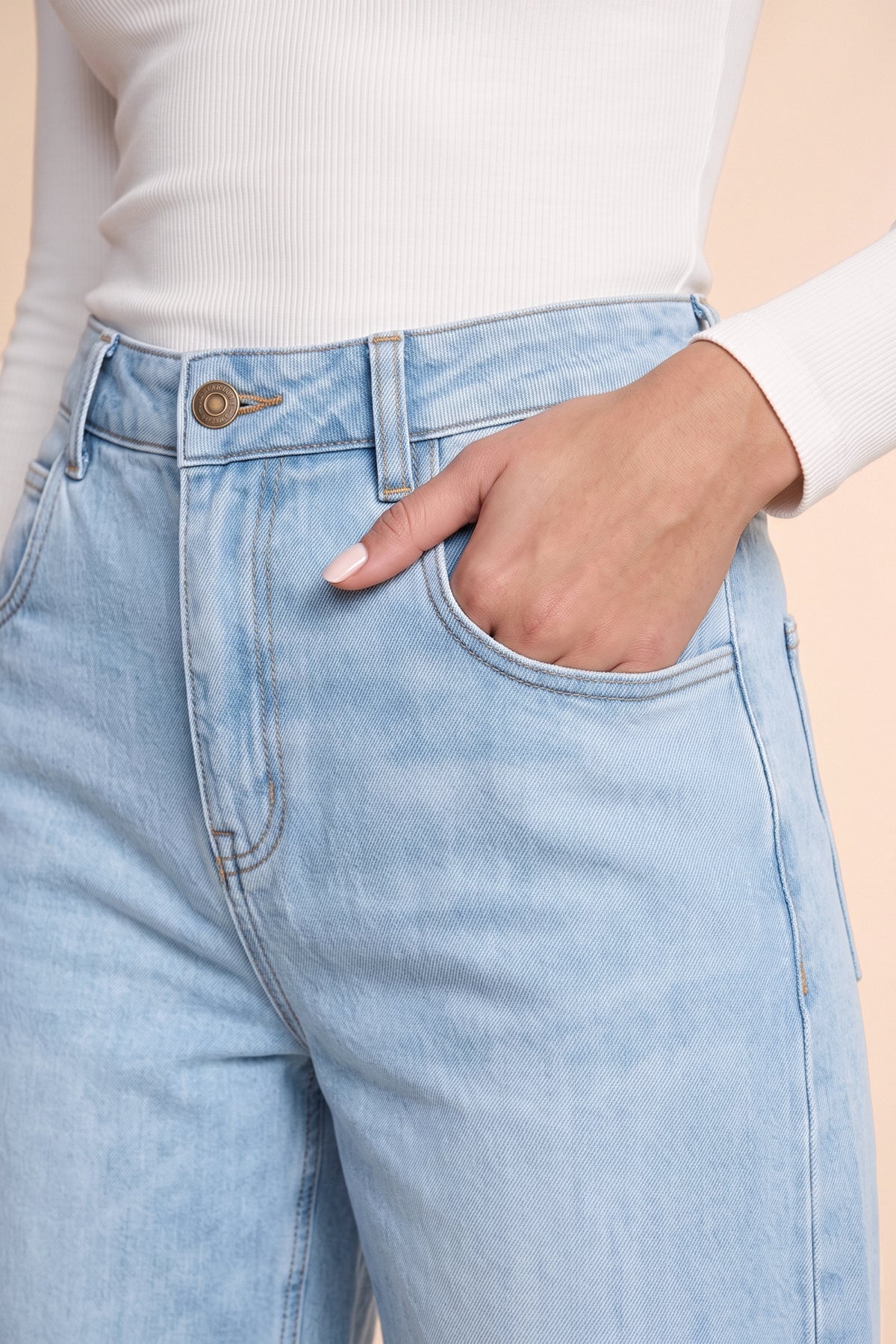 Womens Light Blue High Waisted Bell Bottom Jeans| CicyBell