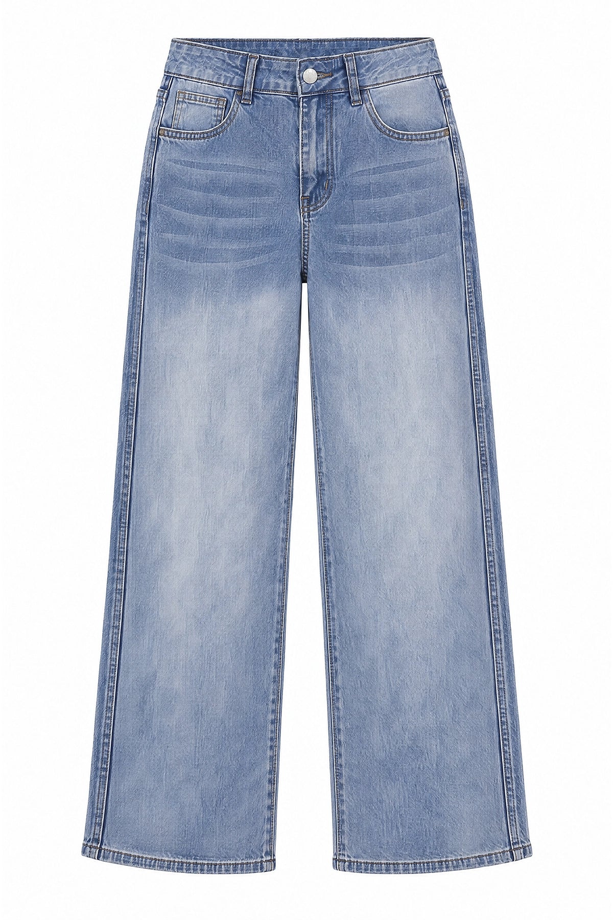 Womens Light Blue Wide Leg Striped High Waisted Jeans | Cicy Bell