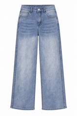 Womens Light Blue Wide Leg Striped High Waisted Jeans | Cicy Bell
