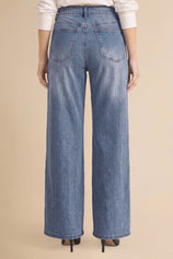 Womens Light Blue Wide Leg Striped High Waisted Jeans | Cicy Bell