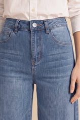 Womens Light Blue Wide Leg Striped High Waisted Jeans | Cicy Bell