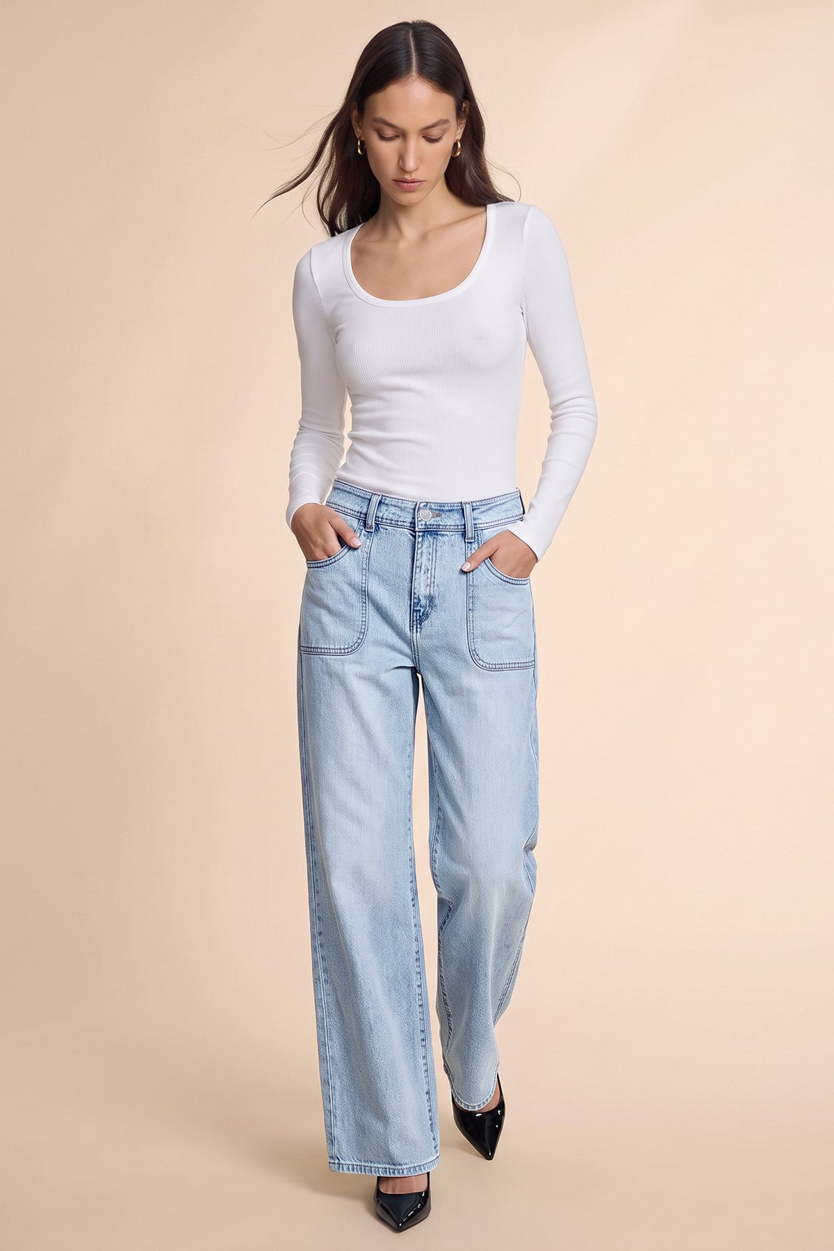 Womens Light Blue High Waisted Jeans | CicyBell
