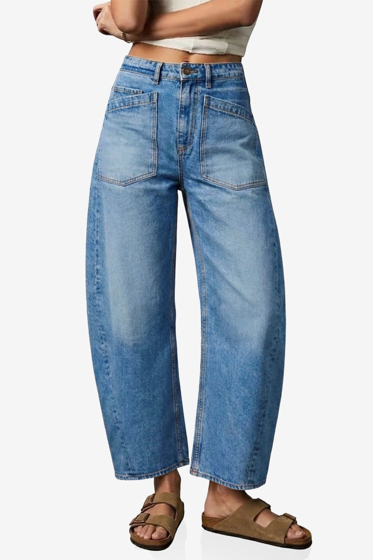 Womens Light Blue Baggy Barrel Jeans | CicyBell