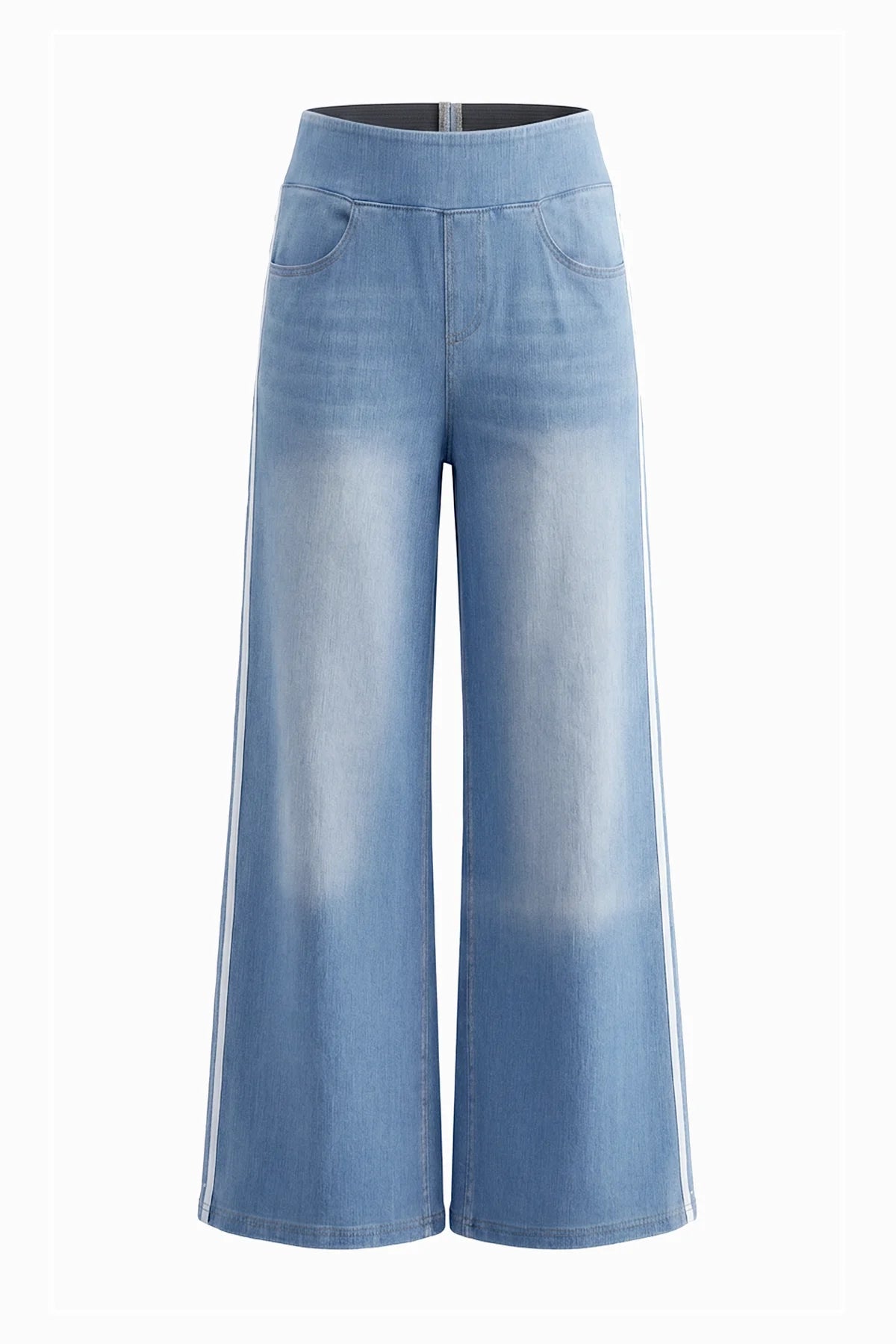 Womens Light Blue Stretch Wide Leg Pull-On Jeans | CicyBell