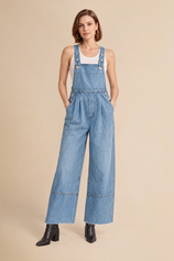 Womens Light Blue Wide Leg Denim Overalls | CicyBell