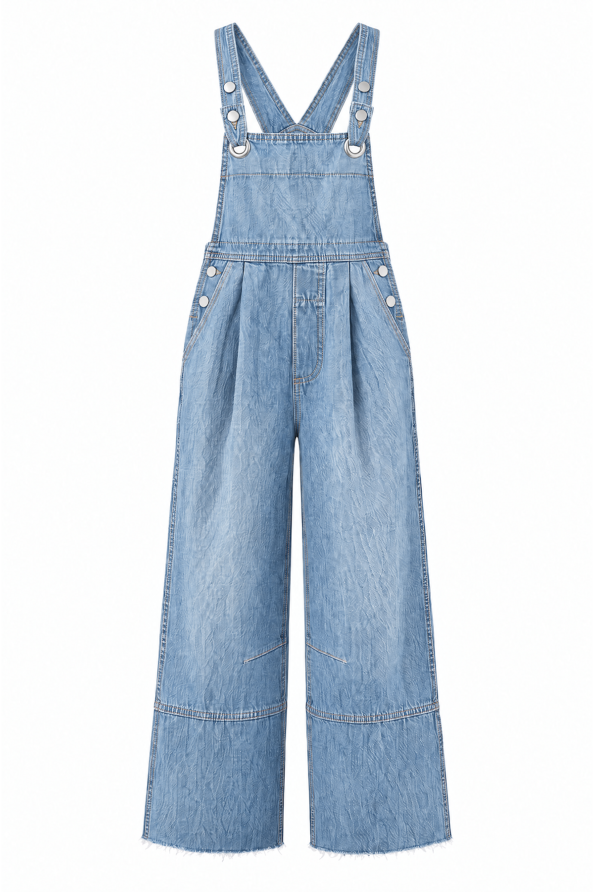 Womens Light Blue Wide Leg Denim Overalls | CicyBell