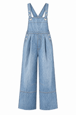 Womens Light Blue Wide Leg Denim Overalls | CicyBell