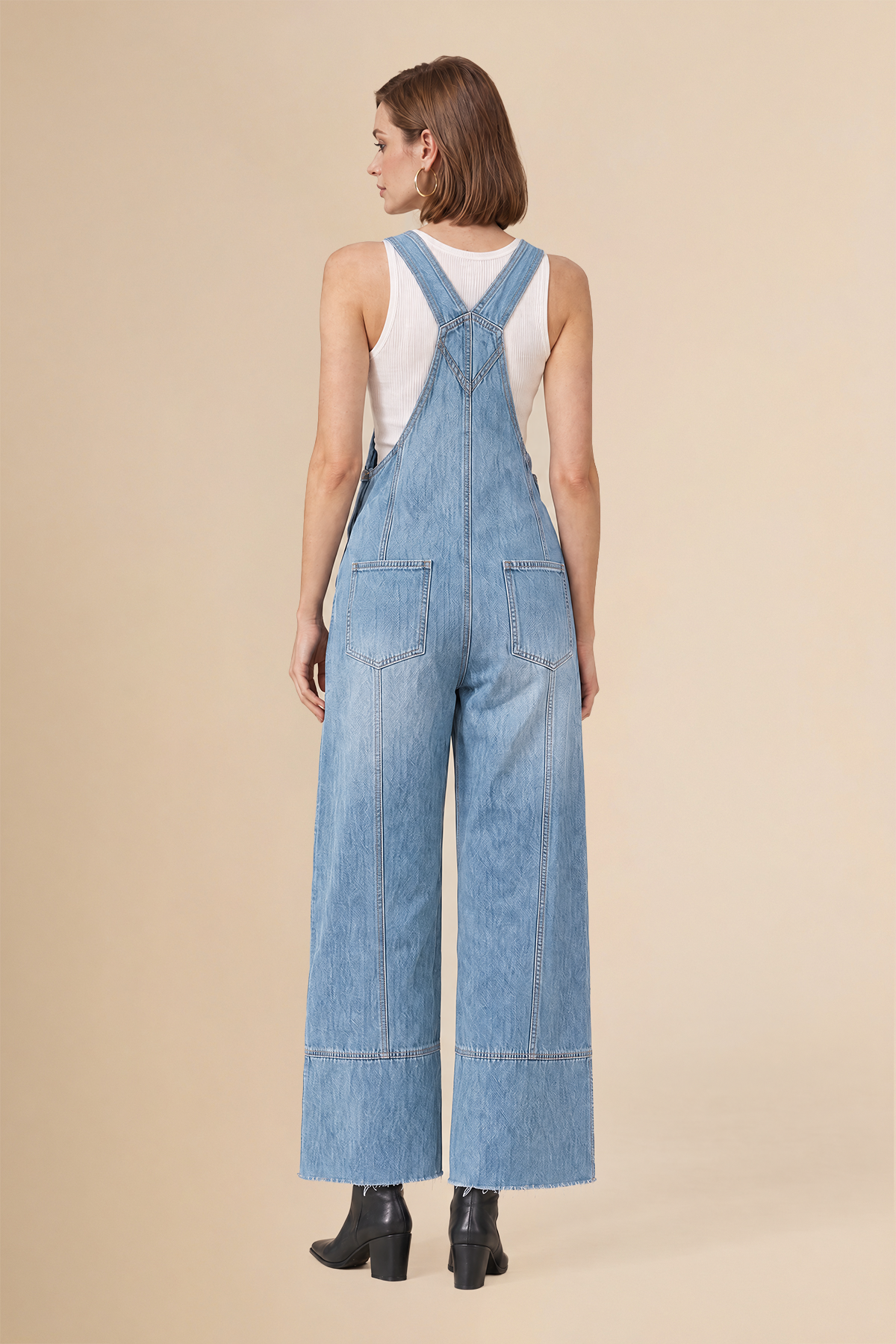 Womens Light Blue Wide Leg Denim Overalls | CicyBell