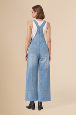 Womens Light Blue Wide Leg Denim Overalls | CicyBell