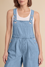 Womens Light Blue Wide Leg Denim Overalls | CicyBell