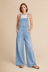 Womens Light Blue Bib Denim Overalls | CicyBell