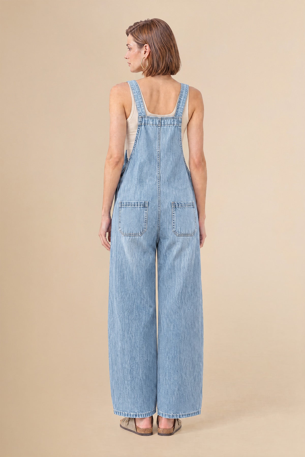 Womens Light Blue Bib Denim Overalls | CicyBell