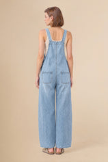 Womens Light Blue Bib Denim Overalls | CicyBell