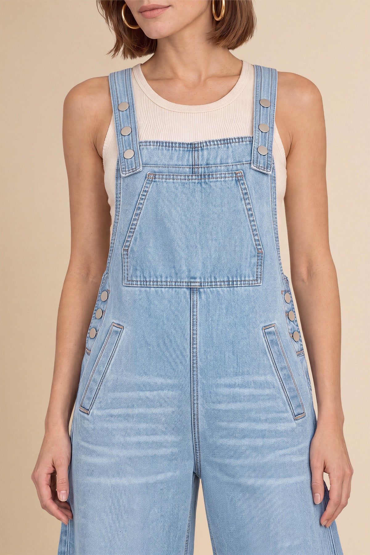 Womens Light Blue Bib Denim Overalls | CicyBell