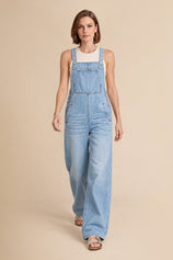 Womens Light Blue Bib Denim Overalls | CicyBell