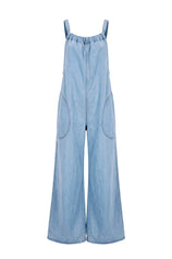 Womens Light Blue Wide Leg Denim Overall | CicyBell