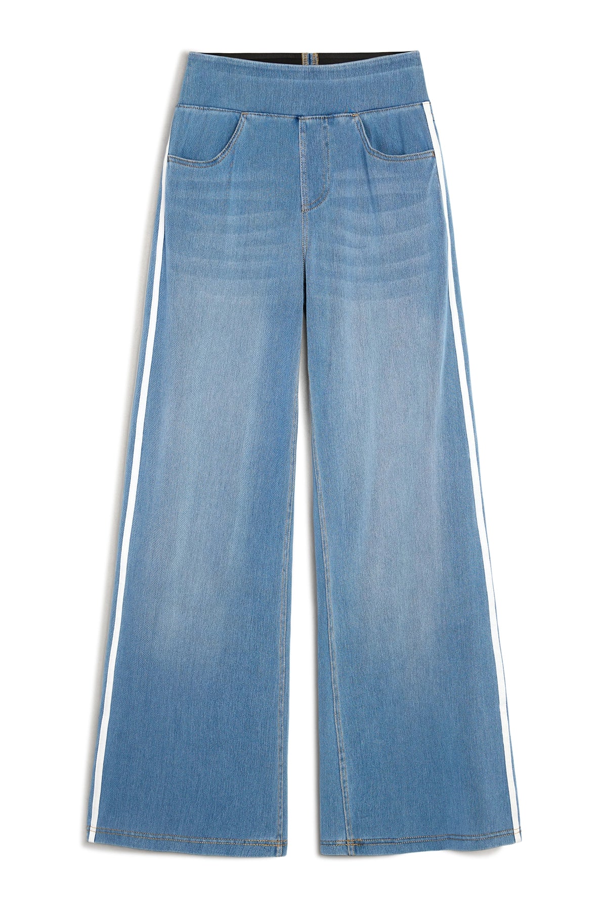 Womens Light Blue Stretch Wide Leg Pull-On Jeans | CicyBell