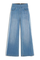 Womens Light Blue Stretch Wide Leg Pull-On Jeans | CicyBell