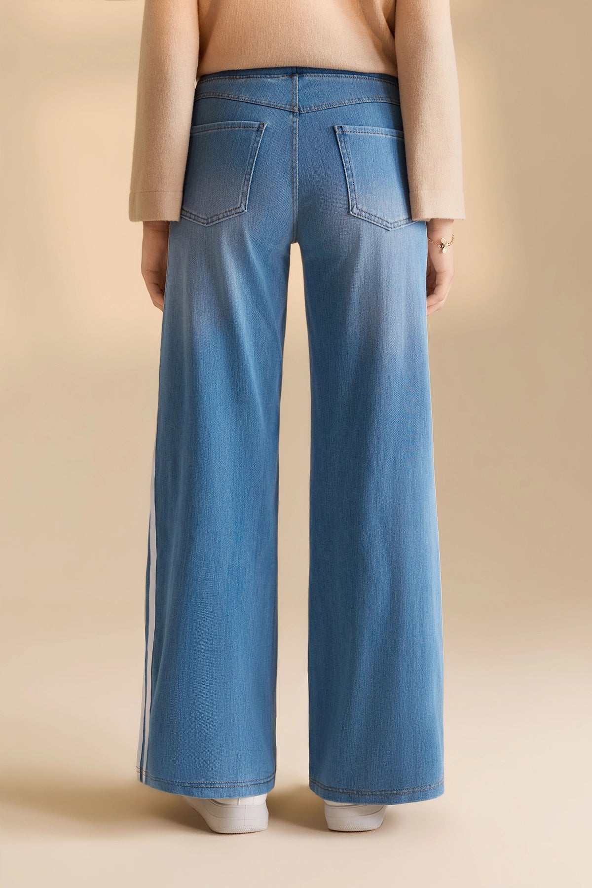 Womens Light Blue Stretch Wide Leg Pull-On Jeans | CicyBell