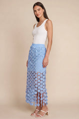 Cicy Bell Womens Light Blue Hollow Out Maxi Skirts