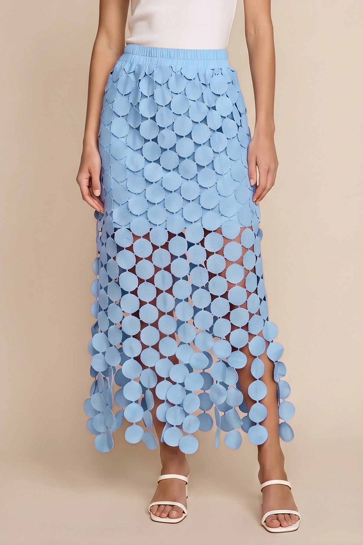 Cicy Bell Womens Light Blue Hollow Out Maxi Skirts