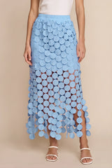 Cicy Bell Womens Light Blue Hollow Out Maxi Skirts