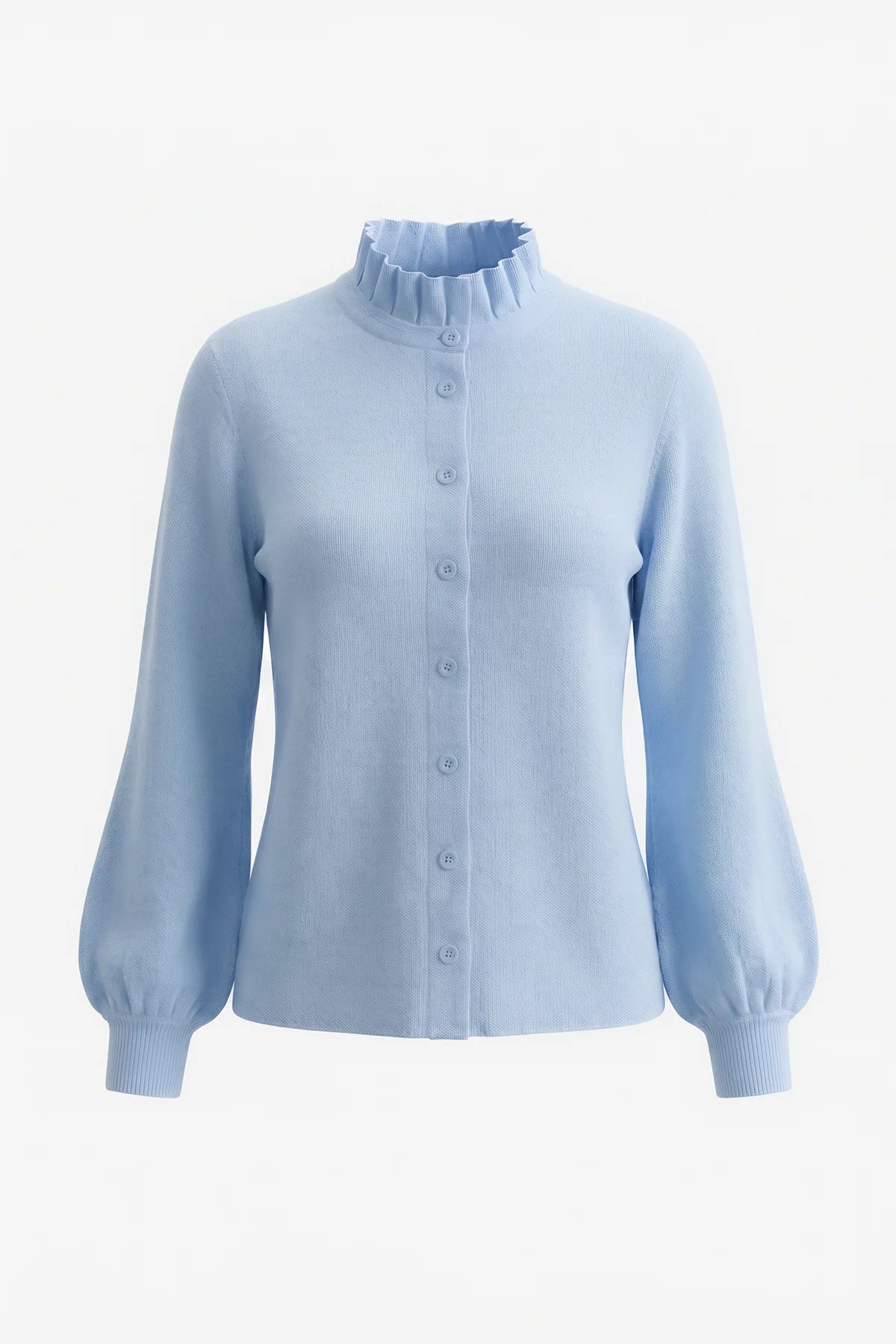 Womens Light Blue Puff Cardigan Sweaters| CicyBell
