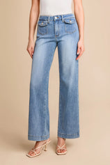 Womens Light Blue Wide Leg Jeans | CicyBell