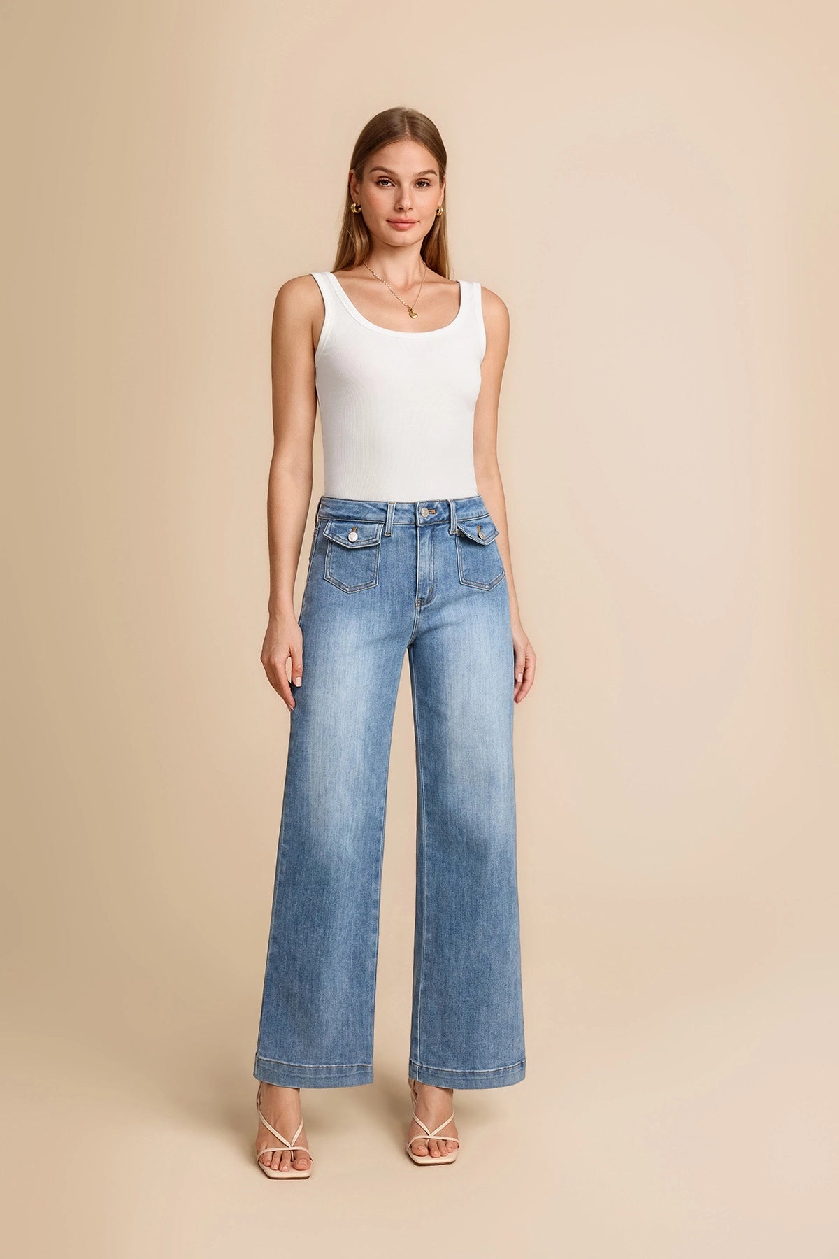 Womens Light Blue Wide Leg Jeans | CicyBell