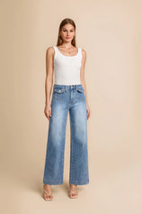 Womens Light Blue Wide Leg Jeans | CicyBell