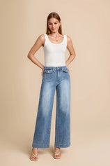 Womens Light Blue Wide Leg Jeans | CicyBell