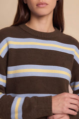 Womens Light Brown Striped Pullover Sweater | CicyBell